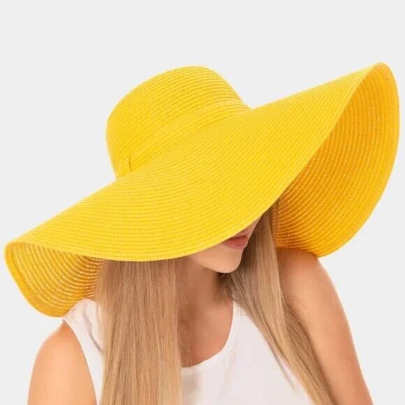 CUSTOM LISTING - 🌞 Yellow Floppy Straw Sun Hat – NEW! - Picture 1 of 1